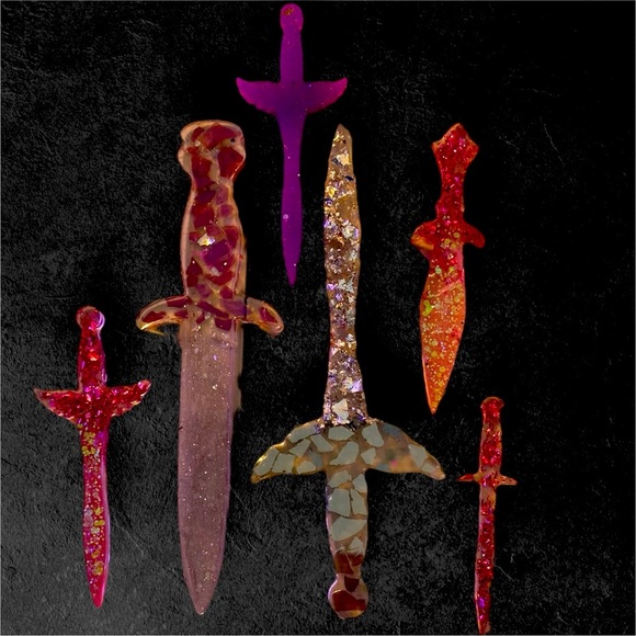 Six Resin Epoxy Daggers or Small Swords. Gothic Decor. Display Swords. Handmade. - Picture 1 of 8
